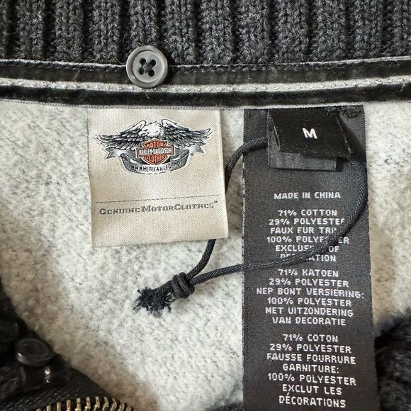 Harley Davidson Charcoal Gray Full Zip Knit Cowl Neck Sweater Jacket‎ Women's M - Picture 3 of 11